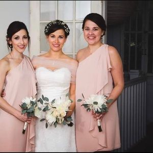 ASOS blush pink one shoulder dress